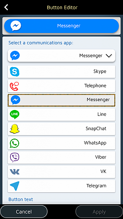 Lag dedikerte knapper for WhatsApp, Messenger, Line, Skype, ...