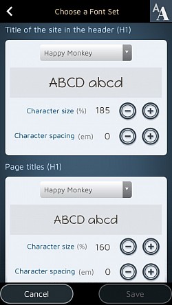 Du kan også velge skrifttyper for hver teksttype.
